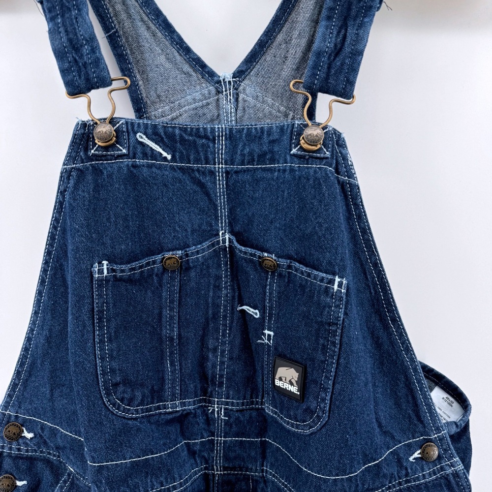 Berne‎ Denim Bib Overalls Mens 48x30 Blue B1212DN Carpenter Workwear Dungarees